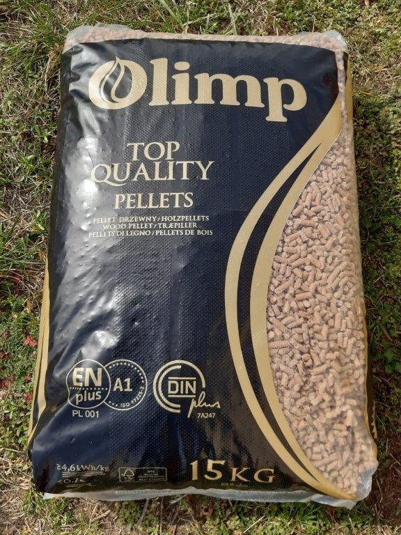 Holzpellets Stelmet Olimp ENPlus A1, DIN Plus 6mm - 15kg Sack