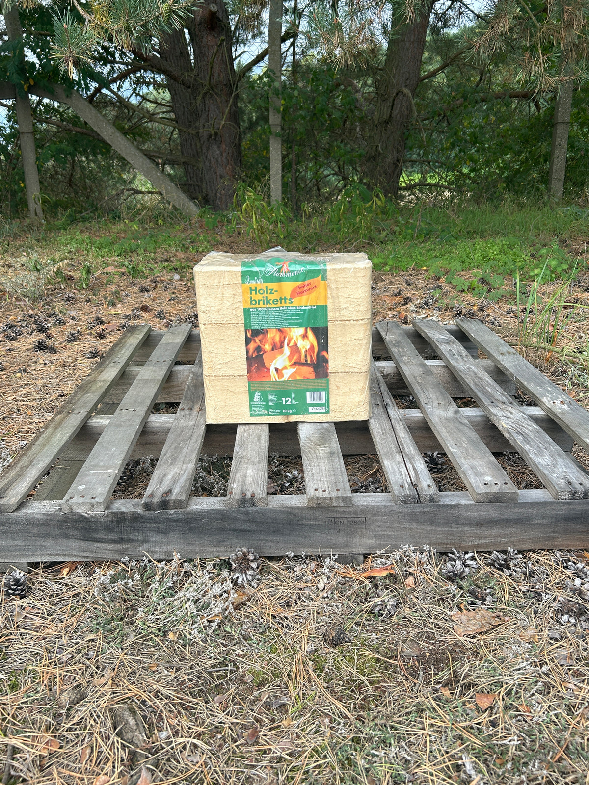 Flammenco® Holzbriketts auf einer Palette